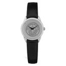 Women's Silver/Black UAH Chargers Medallion Leather Wristwatch