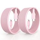 USB C to Lightning Cable, 2Pack 10FT 20W 【Apple MFi Certified】 Extra Long iPhone Fast Charger Cable Power Charging Cord for iPhone 14/13/12/Pro/Pro Max/Mini/11/Pro Max/XS/MAX/XR/X/ 8/8Plus, Pink