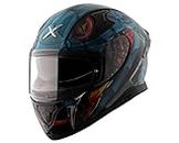 Axor Apex Venomous ISI ECE DOT Certified Full Face Dual Visor Helmet for Men and Women with Pinlock Fitted Outer Clear Visor and Inner Smoke Sun Visor Black Blue(M)