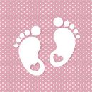 20 Servietten Little Feet pink Baby Mädchen Geburt Taufe Rosa Tischdeko 33x33cm