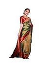 Smooth Kanjeevaram Pure Silk Zari Saree Traditional Women's Wedding Piece Bollywood Designer (GREEN RED)