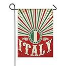 ALAZA Vintage Old Italian Flag Burlap Garden Flag Home Banners, Double Sided Welcome Farmhouse Outdoor Yard Decorative Flag 12 x 18 inch