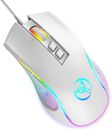 Mouse para juegos HXSJ X100 con cable, ratones ergonómicos para juegos de PC con 7 colores retroiluminación LED