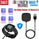 USB Charging Dock Station 3FT Cable Cord Charger for Fitbit Versa 3 4 Sense 1 2