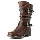 GLOBALWIN Women's Lace Up Back Knee High Fashion Boots, Brown, 9.5
