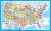 Laminated United States Map Poster - US Map Wall Chart - Made in the USA - [Light Blue]