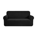 Gominimo 2 Seater Jacquard Loveseat Covers, Love Seat Couch Covers, Sofa Covers 2 Cushion Couch, Loveseat Slipcovers, Couch Covers for 2 Cushion Couch Sofa, Love Seat Cover, Slip Covers (Black)
