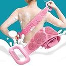 Ella Health & Beauty Body Brush Back Scrubber, Silicone Bath Shower Brush for Women and Man, Soft Body Scrubber with Massage Particles, Double-sided Use Extended 29 inches Multi color