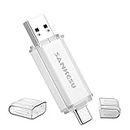 SANKESU 128GB USB Flash Drive USB Photo Memory Stick, High Speed External Data Storage Disk Compatible with Computer/Laptop/Phone/Car(Silver)