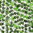 COSCANA®, 24 Pieces, 150 Feet, Artificial Ivy Garland Fake Vine, Leaves Hanging Vines Plant, Green Leaves for Home, Garden, Wedding Event Decoration. (Green, 24 Pieces)