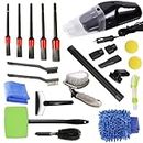ikaufen 22 Pcs Interior Car Cleaning Kit, Washable Car Detailing Kit with High Power Handheld Vacuum, Brush Set, Windshield Tool, Gel, Microfiber Towels, Perfect for Cars, Motor Bikes, Wheels.