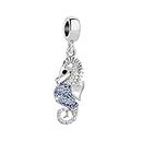KunBead Jewelry Seahorse Blue Crystal Sea Turtle Dangle Charms Compatible with Pandora Bracelets Necklaces Birthday Gifts for Women