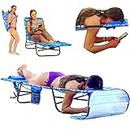FLIPCHAIR Patio Chaise Lounger Chair Face & Arm Holes 3 Legs Support Polyester Material Reclining Backrest Head Pillow Made for Tanning at Beach, Backyard or Lake PATENTS PENDING 1 Blue