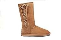 UGG Boots Australia Double Face Sheepskin Side Lace Up Tall Boots Chestnut US Women 10