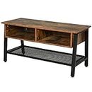 HOMCOM Industrial TV Stand, TV Console Table for TV up to 45'' Flat Screen, Entertainment Center for Living Room, Bedroom, Rustic Brown