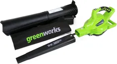 Soplador / Vac Greenworks 40V (185 MPH / 340 CFM (solo herramienta) Gen 1, verde/negro