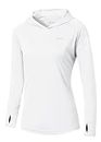 Willit Women's UPF 50+ Sun Protection Hoodie SPF Shirt Long Sleeve Hiking Fishing Outdoor Shirt Lightweight Hoodie White M