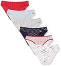 Amazon Essentials Women's Cotton Bikini Brief Underwear (Available in Plus Size), Pack of 6, Hearts/Multicolor/Stripe, Small