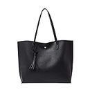Tote Bag for Women,Ladies Handbag,Soft PU Leather Large Capacity Top Handle Shoulder Bag(Black)
