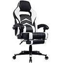 PRISP Gaming Chair with Footrest and Reclining Backrest, Racing Style High Back Office Chair - Chaise Gamer