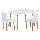 PlayPals Furniture tavolo per bambini con 2 sedie 50 x 70 x 47 cm arredo camera bambini, tavolo bimbi con sedie legno, tavolo gioco bambini baby, bianco