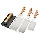 Stanbroil Set of 4 BBQ Grill Accessories Tool Kit - Stainless Steel Griddle Spatula Scraper Tools and Cast Iron Grill Press for Flat Tops, Griddles, Grills, Ovens, and Stoves Cooking