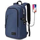 College Backpack Business Slim Laptop Backpack Mancro Anti-theft Water Resistant Computer Backpack w/ USB Charging Port Lightweight Travel Bag Fit 15.6 Inch Laptops & Tablets in Dark Indigo
