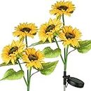 TERESA'S COLLECTIONS Garden Ornaments Outdoor Garden Gifts, 2 Pack Spring Sunflower Solar Flower Lights, Artificial Flower Solar Stake Lights Garden Decoration Lawn Yard, 30inch