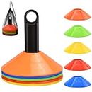 FGBNM 25/50/100/200 Pack Disc Cones, Agility Soccer Cones with Carry Bag and Holder, Soccer Cones for Sports Training, Football, Soccer, Basketball, Coaching, Practice Equipment, 5 Color (25 Pack)