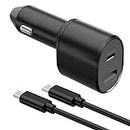 KTHall Samsung Super Fast Dual Car Charger (45W+15W) With Super Fast Charging Cable For Samsung Galaxy S22 S21 S20 Ultra Plus Note 10+,Google Pixel,Note 20,Pps Car Charger, Black