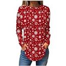 Cyber of Monday Deals 2023 Womens Long Sleeve Tops Fashion Print Longline T-Shirts Casual Loose Round Neck Pullover Tunic for Leggings