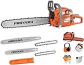 PROYAMA 62CC 2-Cycle Gas Powered Chainsaw, 22 Inch 18 Inch Handheld Cordless Petrol Chain Saw for Tree Wood Cutting