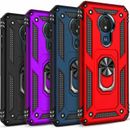 For Motorola Moto E5 Play Case, Ring Kickstand Cover + Tempered Glass Protector