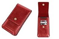 HARITECH Multi Function Leather Holster Pouch Belt Clip Case Mobile Phone, Card, Powerbank Holder for iPhone SE (2022) / iPhone SE (2020) / iPhone 7 / iPhone 8 (4.7 Inch) - Red