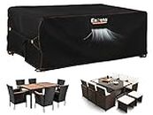 Enzeno Patio Furniture Set Cover Waterproof, Outdoor Dining Coffee Table Chair Covers Rectangular, Heavy Duty Outside Weatherproof Sectional Set Covers for Protection 74"L x 47"W x 28"H Black