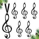 Christmas Music Note Ornaments Treble Clef Ornament for Christmas Tree Clearance Music Themed Party Decorations Treble Clef Hanging Ornaments with Ribbon for Tree Party Decoration (Black, 6 Pieces)
