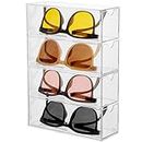 YIQXKOUY 4 Layer Sunglasses Stand Shelf With Lid Clear Acrylic Sunglasses Rack Glasses Holder Eyewear Display Storage Case Tray Jewelry Watches Organizer Box Retail Glass Jewelry Display Showcase