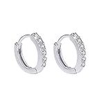 Healthy Clubs Jewellers 925 Sterling Silver Rhinestones Hoop Stud Earrings for Women (1061 Silver)