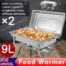2 Set 9L Bain Marie Bow Chafing Dish Stainless Steel Buffet Warmer Food Heat Pan