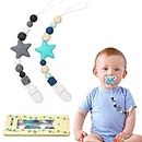 SNOWIE SOFT Infant 2Pcs Pacifier Beads Chain With Clip Silicone Soother Toy Pacifier Clip Baby Silicone Paci Clip Teething Relief Teether Toy Pacifier Anti Lost Clip Teething Toy, Multicolor