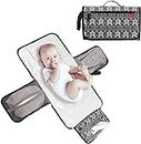 Lekebaby Portable Diaper Changing Pad Waterproof Change Mat Travel for Baby, Built-in Head Cushion, Arrow Print, Grey