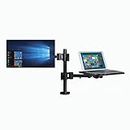 WE CLEVER Monitor Mount and Laptop Tray, 2-in-1 LCD Monitor Desk Mount for 1 Laptop Notebook up to 17" & 1 Screen up to 27", Fully Adjustable Monitor Arm, 360 Degree Swivel Rotation, Heavy Duty Monitor & Laptop Stand