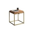 Coffee Table Small Square Wooden Countertop Side Table Home Decorative Corner Table Bedroom Metal Frame Bedside Table Living Room Small Coffee Table ModerCenter Table for Living Room