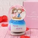 TIED RIBBONS Romantic Love Couple Snow Globe with Musical Rotating Showpiece Statue - Gift for Girlfriend Boyfriend Husband Wife Wedding Anniversary Birthday Gifts
