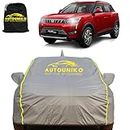 AUTOUNIKO 100% Waterproof Car Body Cover for Mahindra XUV 300 with Mirror and Antenna Pocket and Soft Cotton Lining (Full Bottom Elastic Triple Stitched) (Grey with Yellow Piping)