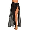 Women's Swimsuit Cover Up Summer Chiffon Sarongs for Women Bikini Swimwear Beach Cover-Ups Wrap Skirt (Black)