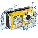 Unterwasserkamera 48MP Bild 10FT 2.7K Video wasserdichte Kamera Unterwasser Digitalkamera zum Schnorcheln, Urlaub (Gelb)