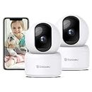 GALAYOU 2k Caméras de Surveillance intérieure Détection Humaine AI Suivi Intelligent 360° WiFi sans Fil Compatible avec Alexa&Google Home Sirène pour Bébé/Animaux Chien G2 (2p)