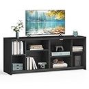 VASAGLE TV Stand for TVs up to 65 Inches, Entertainment Center with Storage Shelves, TV Console Table, Easy to Assemble, TV Cabinet for Living Room, Bedroom, Ash Black ULTV111B01