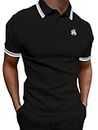 Lymio Men T-Shirt || T-Shirt for Men || Plain T Shirt || T-Shirt (Polo-11-13) (M, Black)
